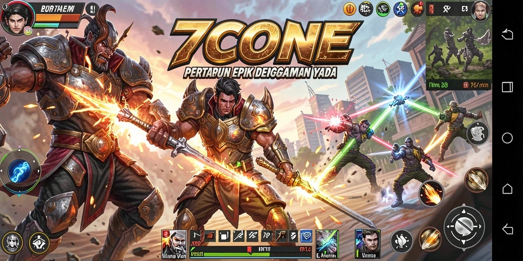 Tampilan aksi pertarungan seru dalam 7CONE