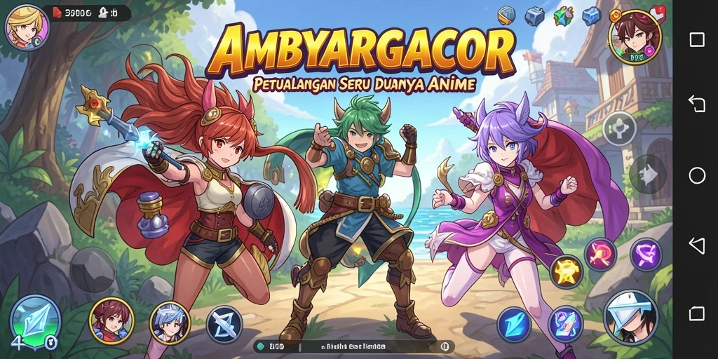 Tampilan gameplay seru dari AMBYARGACOR dengan karakter anime yang menarik.