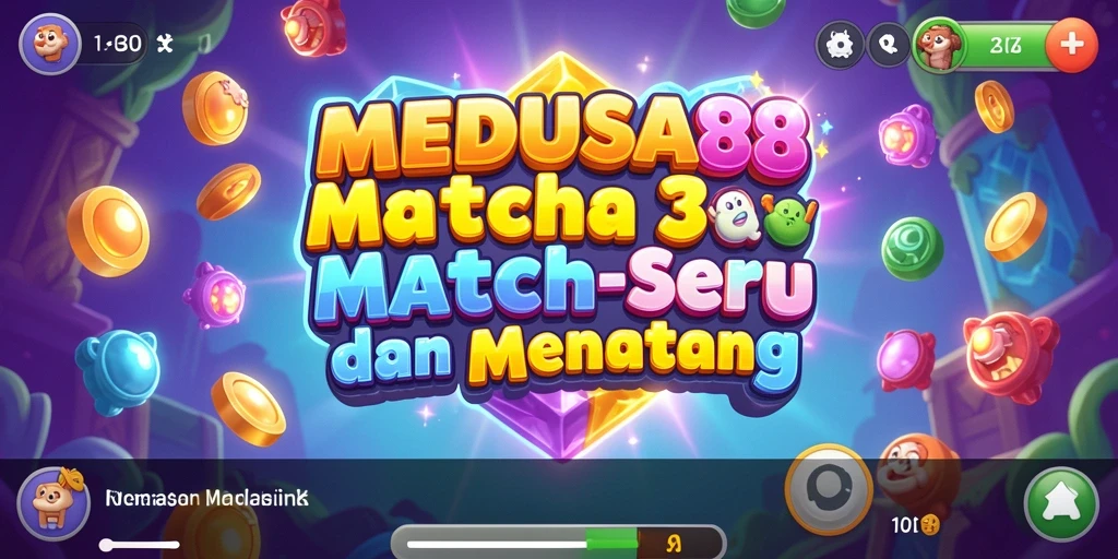 Gameplay seru MEDUSA88 dengan kombinasi permata berwarna-warni.