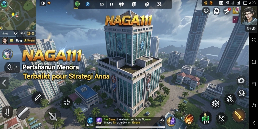Screenshot gameplay NAGA11 menampilkan pertarungan menara yang menegangkan.