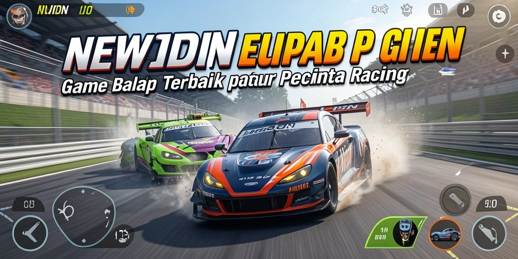 Screenshot gameplay NEWIDN menampilkan balapan yang mendebarkan dan kendaraan yang cepat.