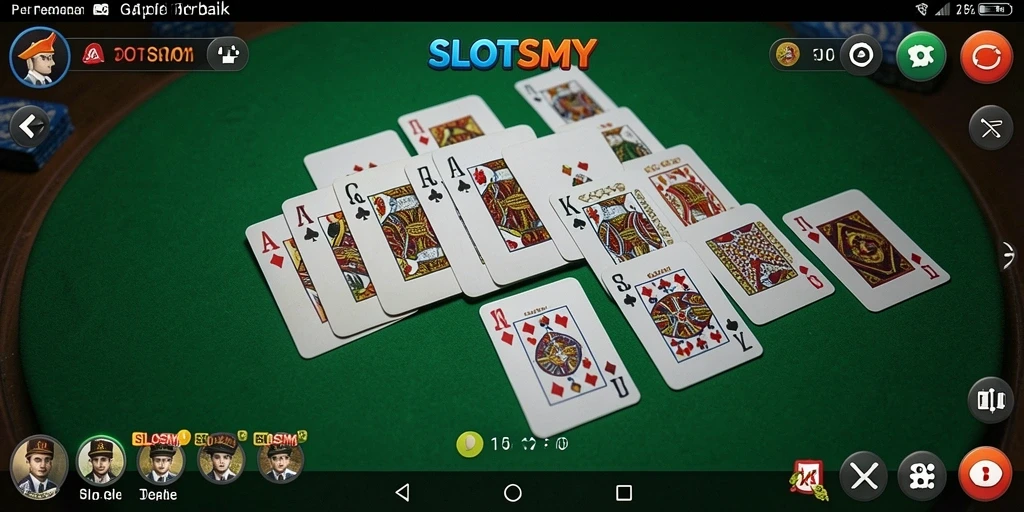 Tampilan gameplay SLOTSMY yang menonjolkan serunya permainan Gaple.