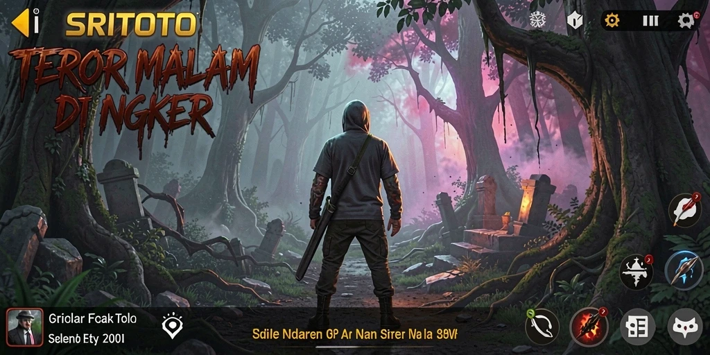 Screenshot gameplay SRITOTO yang menunjukkan suasana Horror yang menyeramkan.