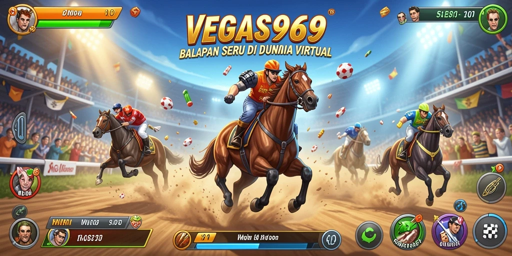 Screenshot menampilkan aksi balapan seru di VEGAS969.